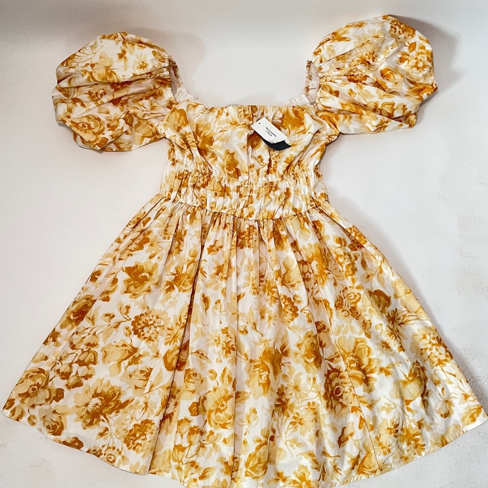NWT Abercrombie & Fitch Yellow Puff Sleeve Dress